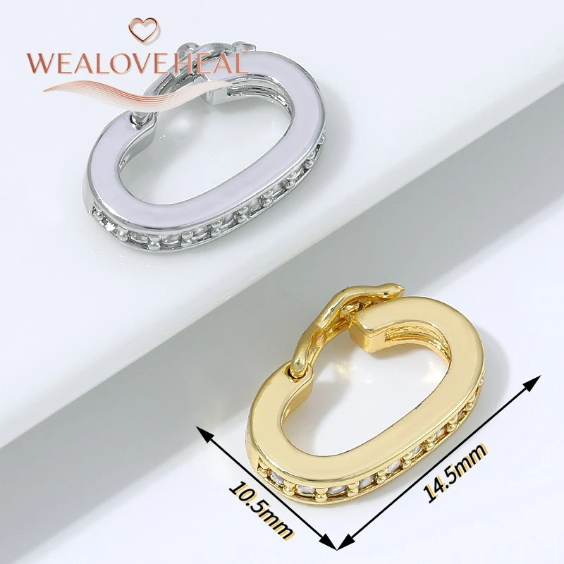 Luxuriöser Micro-Pavé-Zirkon Ovaler Universalverschluss, 18K Vergoldeter Messing-Mechanischer Verschluss für DIY Halsketten- und Armband-Schmuckzubehör – Detail 16