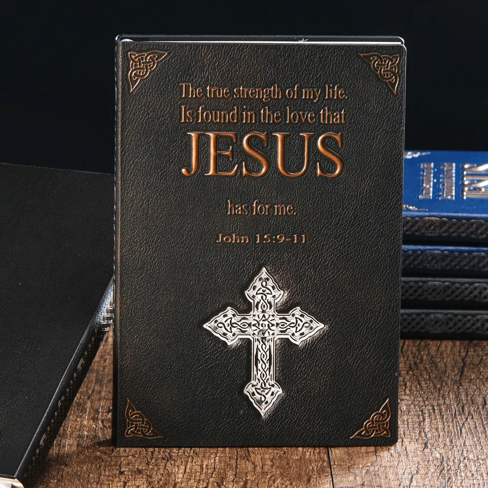 Jesus Cross Notebook Board Sticker Hardcover Catholic Gift Christian Religious Christmas Church Crucifix