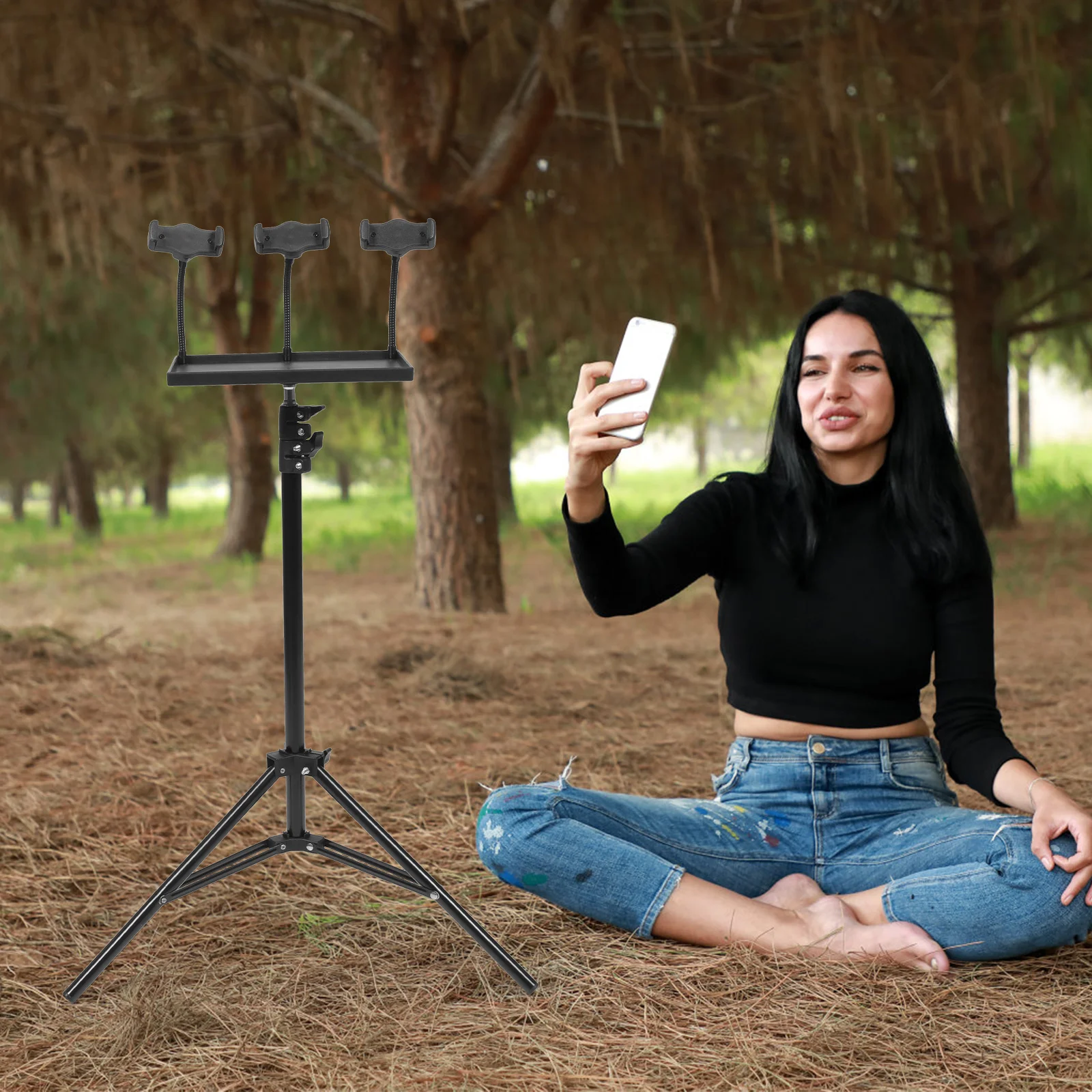 

1 Set Adjustable Height Projector Tripod Stand Phone Holder For Live Streaming Sound Card Laptop Multi-Functional Mounting Base