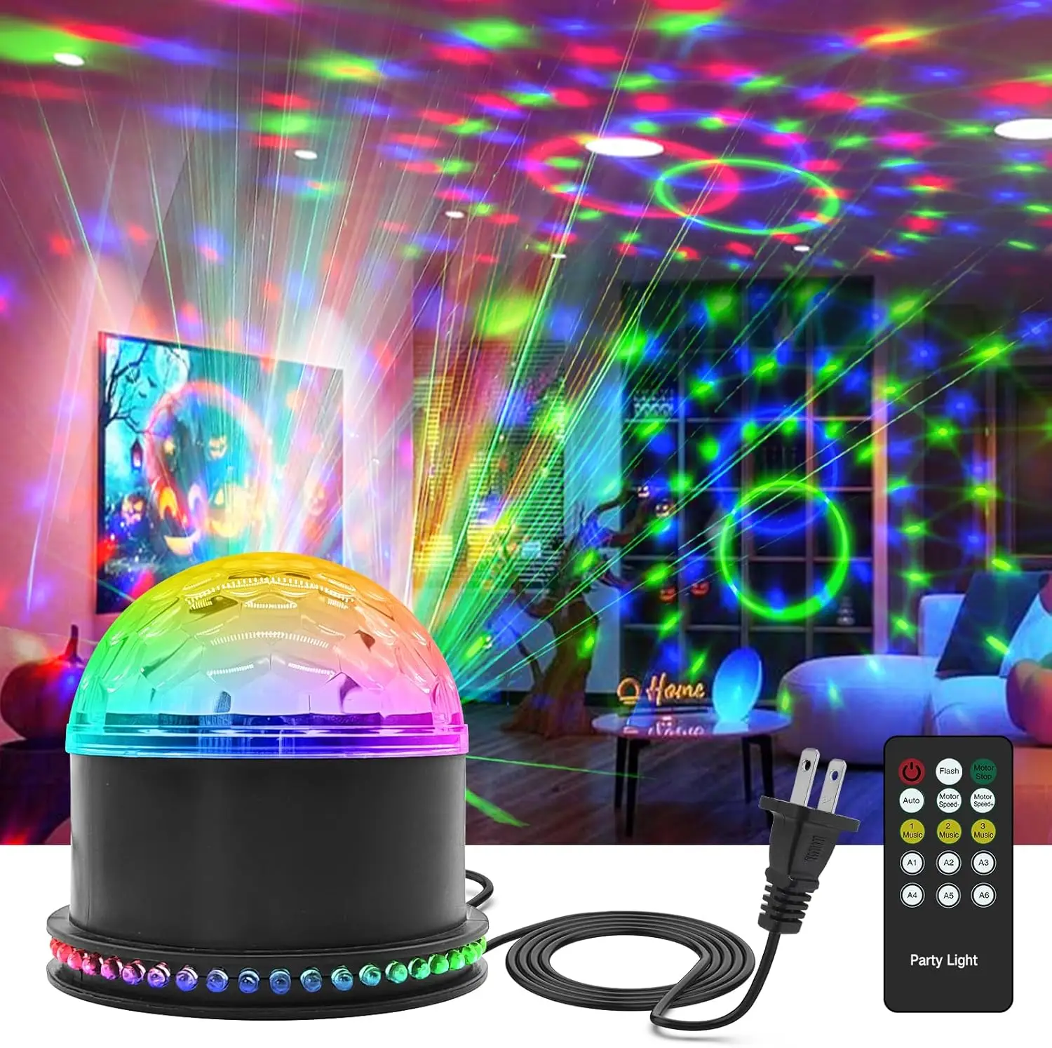 

Sound Activated Rotating Disco Ball Party Lights 3W RGB LED Laser Projector For Christmas Wedding Stage Festival Decor