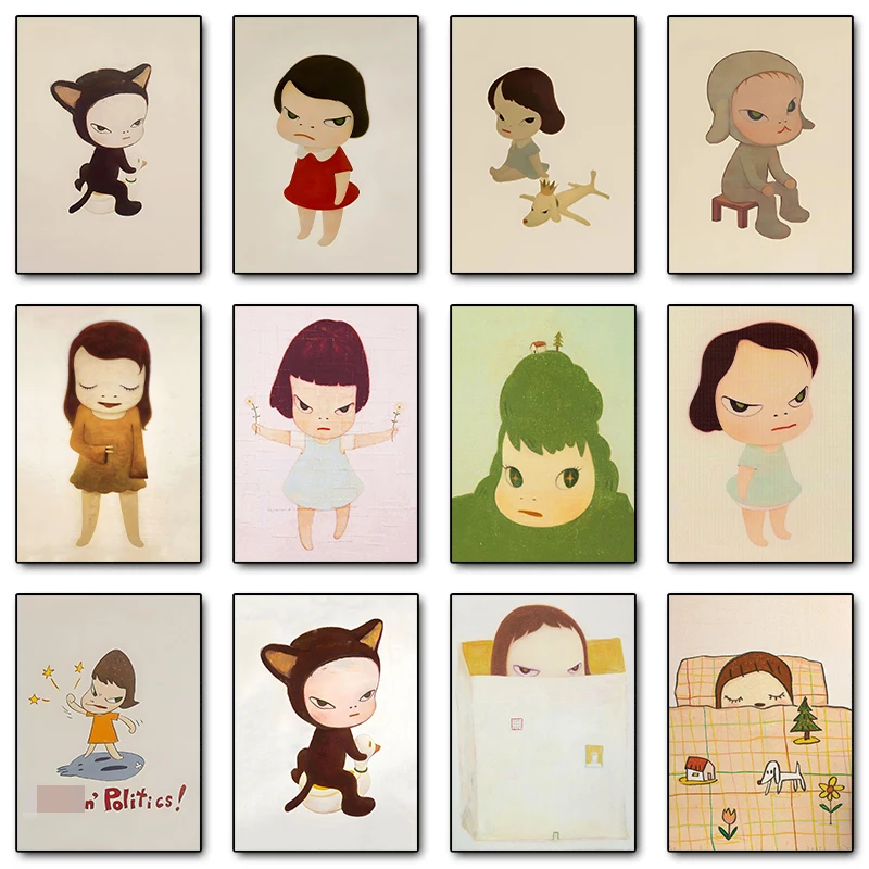 Yoshitomo نارا حلم دمية الملصقات والمطبوعات قماش الطباعة خمر جدار صورة فنية للنادي بار غرفة المعيشة ديكور المنزل الهدايا