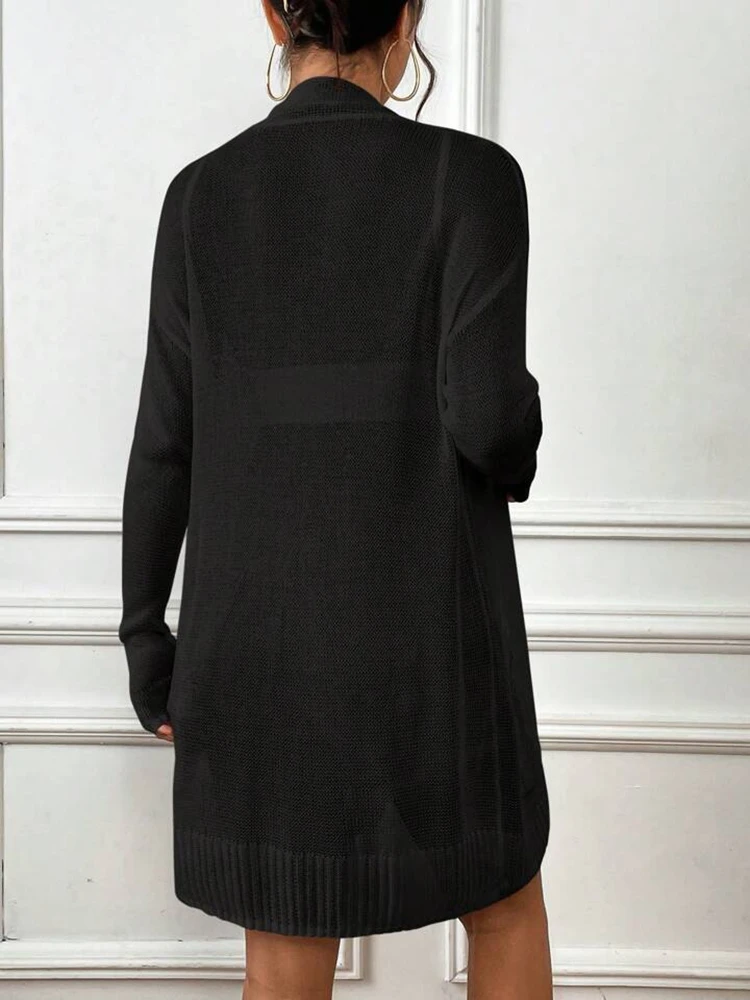 Proteção solar cor sólida malha cardigan solto versátil casual comprimento médio elegante sombra elegante