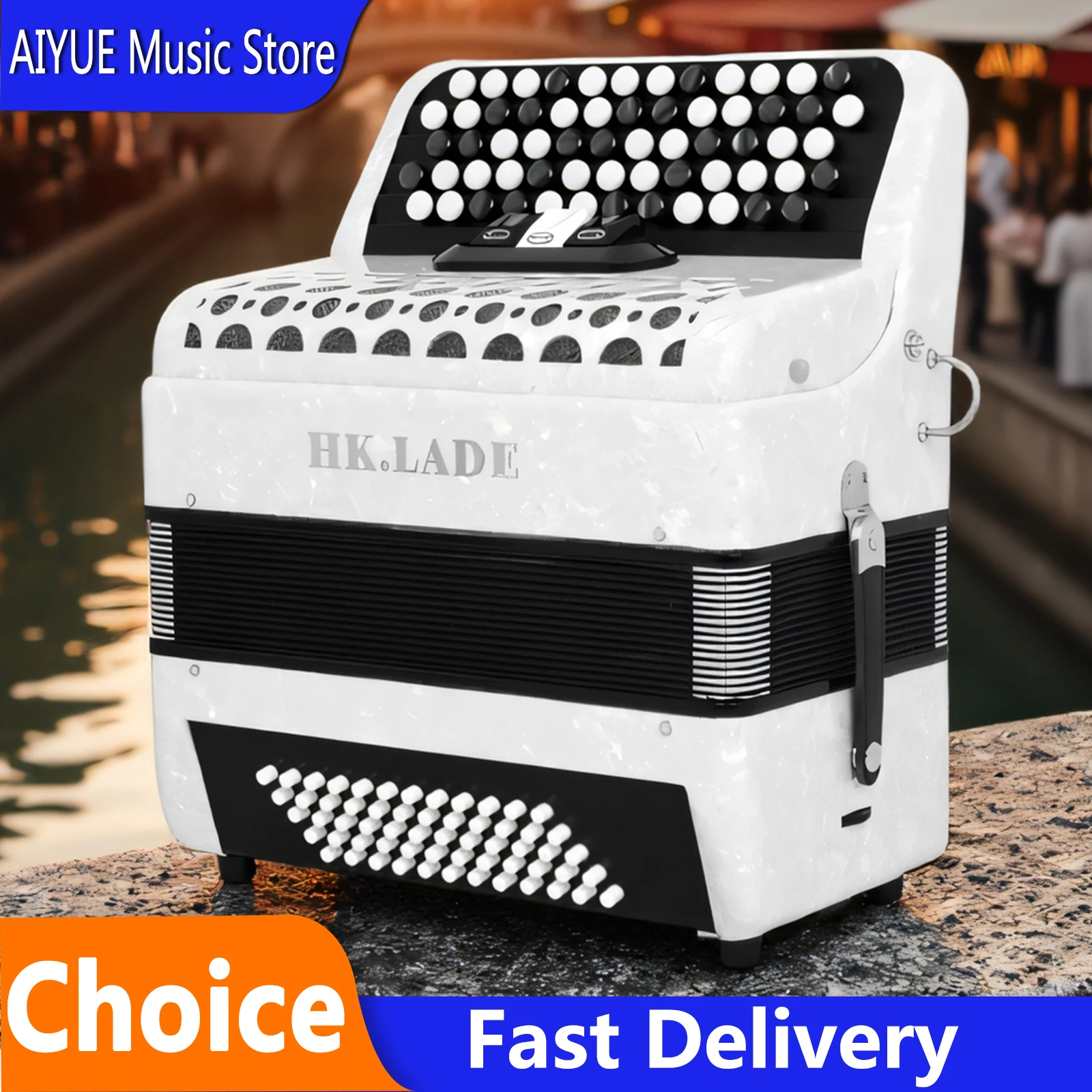 HK · LADE Accordion 62 Key 60 Bass Key Button Style Professi