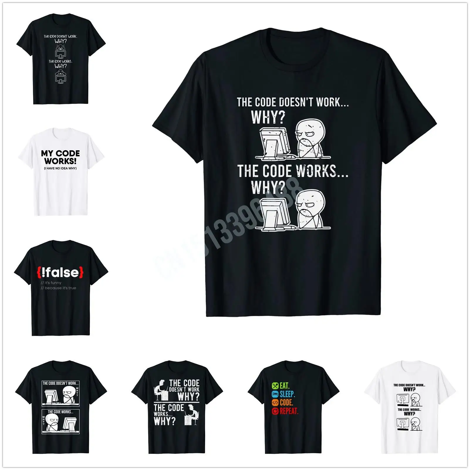 More Design Funny Programmer T-Shirt  Code Works Why Meme  For Men Women T Shirt Hip Hop Tops Cotton Tees