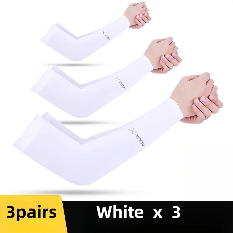 3 pares de mangas neutras, protetores de braço para o sol no verão, mangas de alta elasticidade, adequadas para atividades ao ar livre, como a prática de esportes.