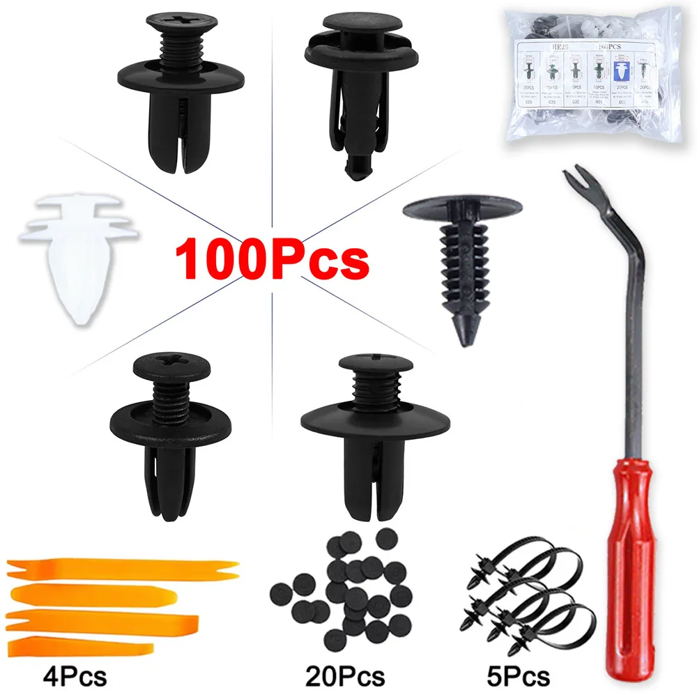 Car Bumper Retainer Clips Plastic Rivets Cable Ties Fastener Remover Kit Auto Fender Push Pin Rivet Door Trim Panel Clips Tools