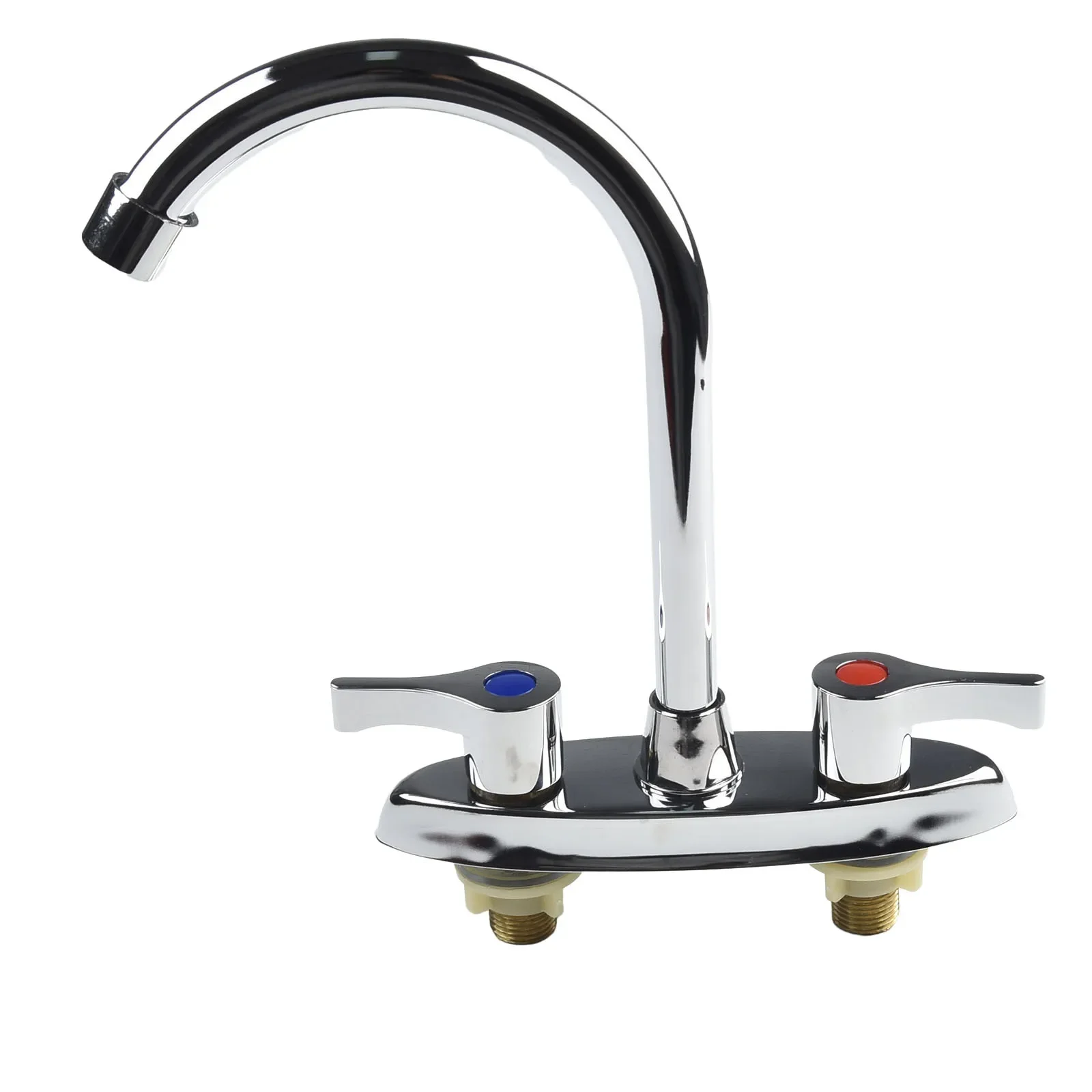 1pc Double Hole Faucet Hot Cold Water Mixer Tap Handle Deck Mounted Brass Kitchen Sink Faucet Washbasin Taps Easy Installation