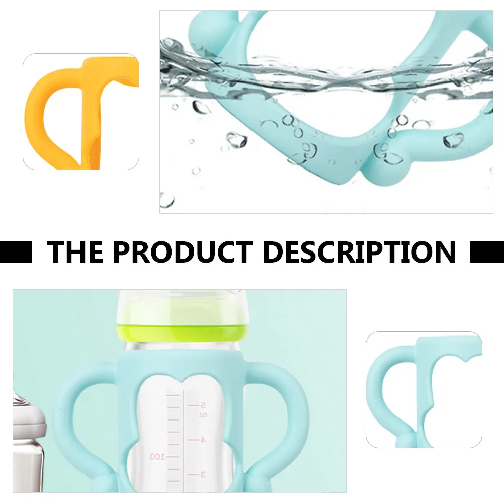 4Pcs Silicone Baby Bottle Handles for -Feeding Non-Slip Grip Arms Easy Attach Clean Universal Wide Mouth Milk Bottle