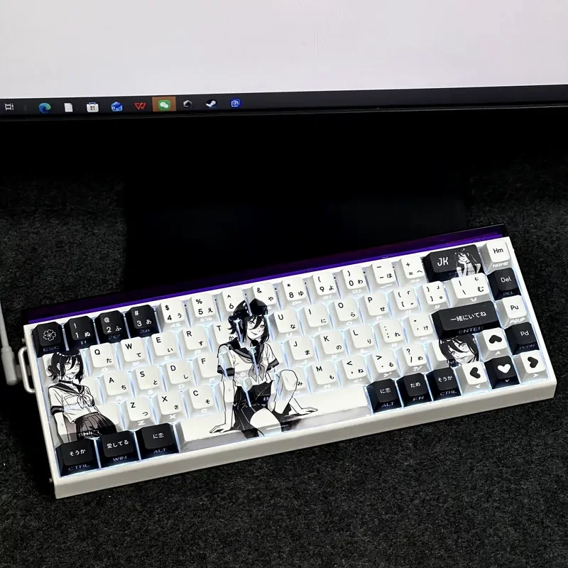 Teclado mecánico con diseño de Chainsaw Man Anime Reze, teclado Cherry PBT+PC personalizado, grabado lateral, teclado para juegos de PC, regalo