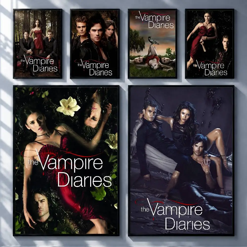 Gothic TV Series The Vampire Diaries Posters Premium Self-Adhesive No Residue Wall Sticker for Home Office Bar Decor