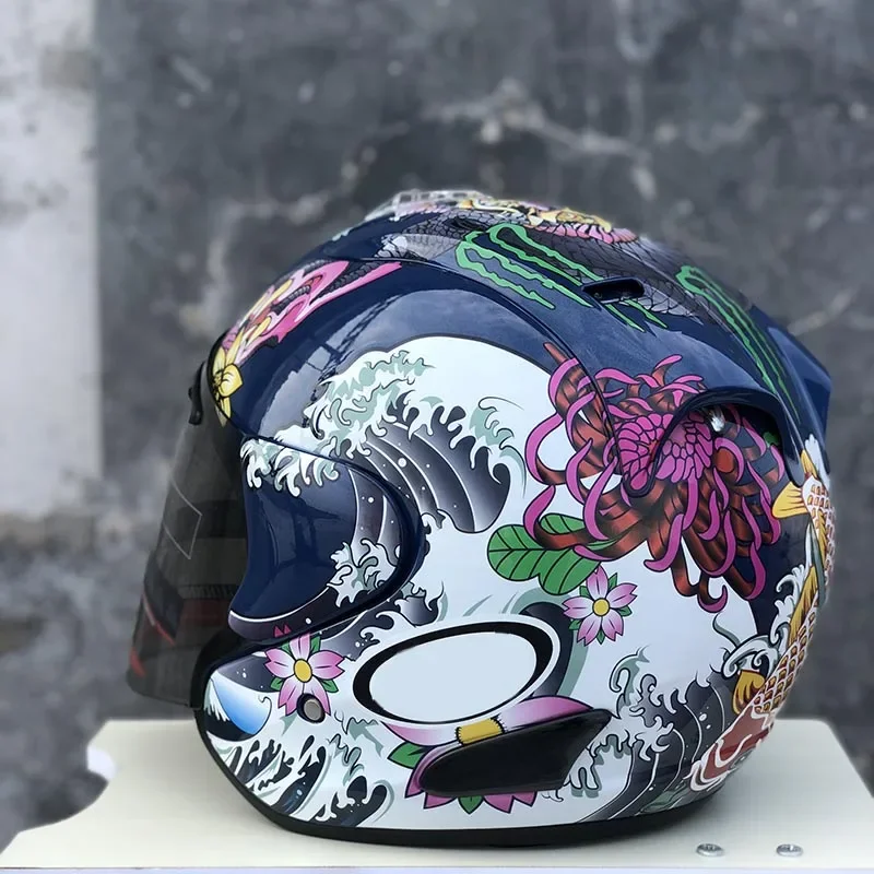 Ram3 Oriental Dragon Half Helmet Motorcycle Off-Road Summer Helmet Downhill Racing Mountain Cross Casco Capacete Men and Women