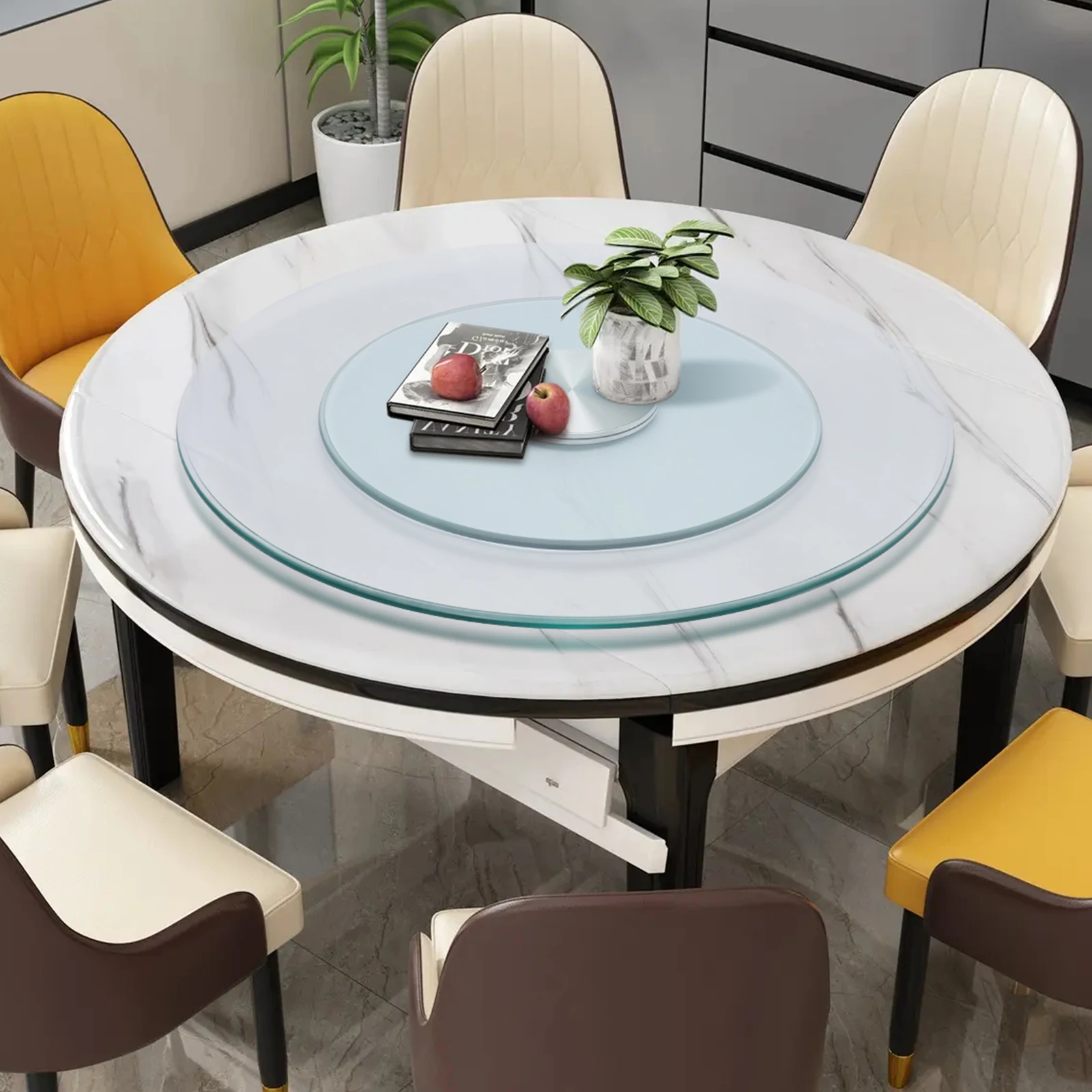 

23.62 Inch Diameter Large for Dining Table Kitchen Tempered Glass Turntable with Aluminum Alloy Bearing for Dining Tables
