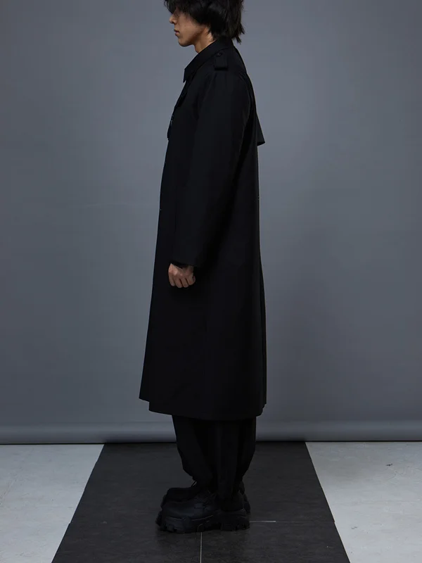 Mantel im Yamamoto-Stil hochwertiger Regenmantel Trenchcoat 23aw Gabardine langer zweireihiger lässiger langer Mantel