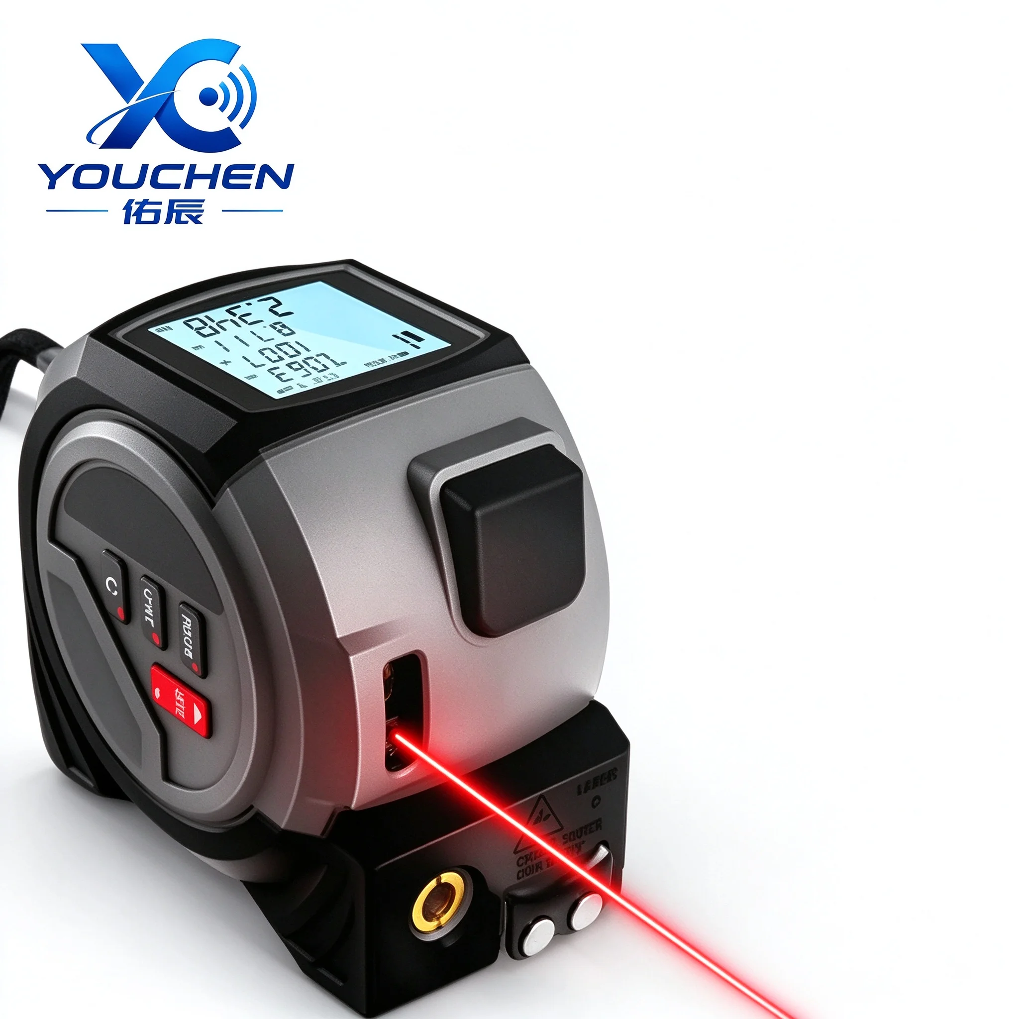 2-in-1 Laser Tape Measure 60M Digital Laser Distance Meter with 5M Steel Tape Magnetic Tip Cross Line for Construction