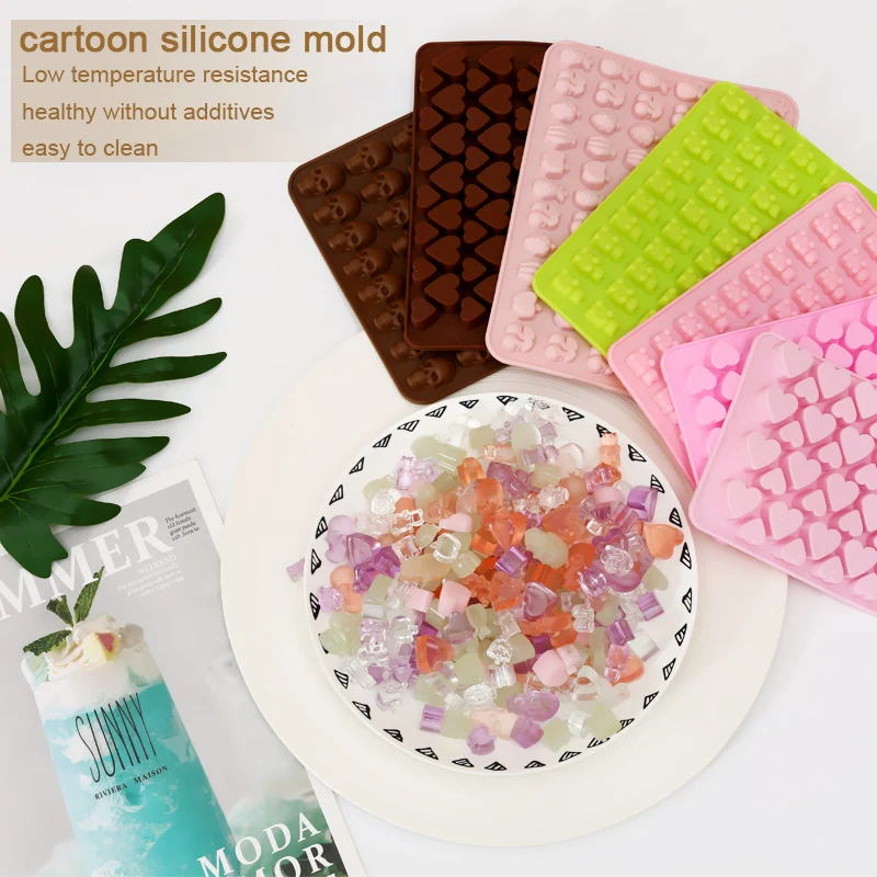 FAIS DU – moule à gâteau à bonbons en Silicone, réutilisable, antiadhésif, pour enfants, accessoires de bricolage, crâne, amour, mignon,