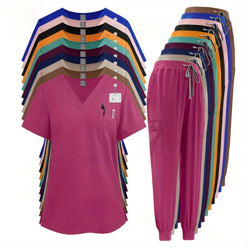 مجموعة دعك صالون التجميل زي سباندكس مرن قابل للتنفس مع إكسسوارات عصرية #1