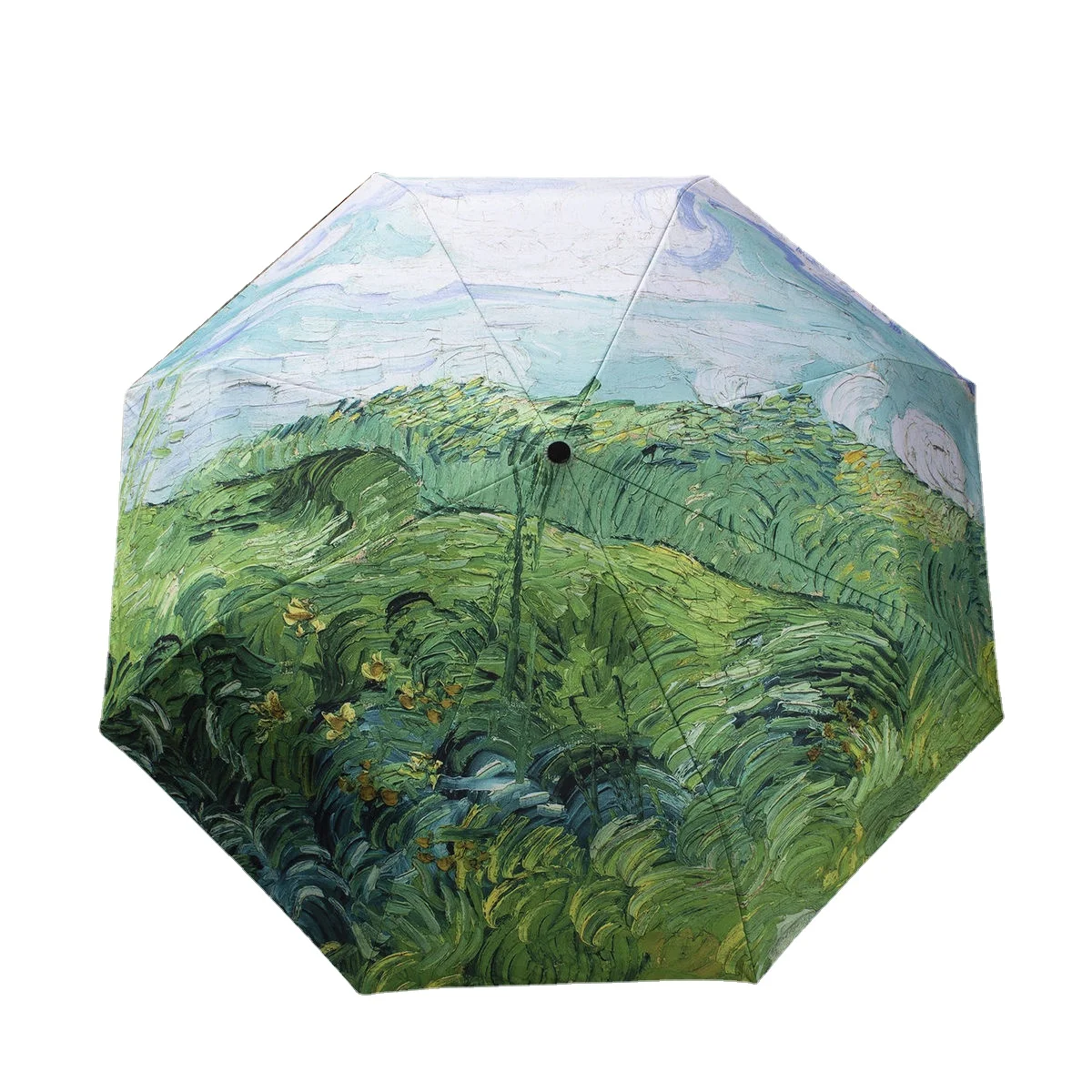 Digital Printing Art Painting Small Fresh Umbrella Van Gogh Oil Painting Umbrella Black Automatic Umbrella Sun Folding Umbrella