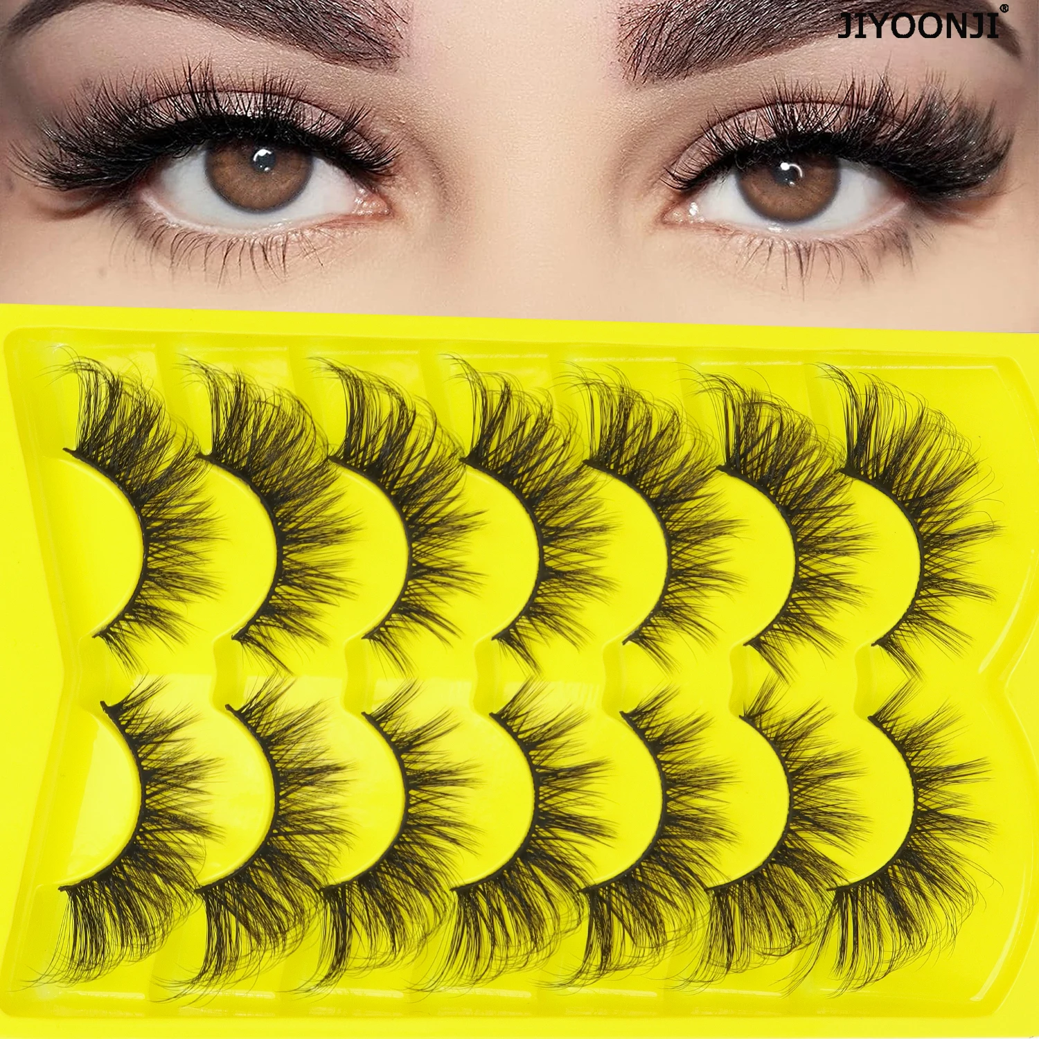 Natürliche lange falsche Wimpern, 7 Paar flauschige 3D-Locken zur Verlängerung der Augen, 5–22 mm