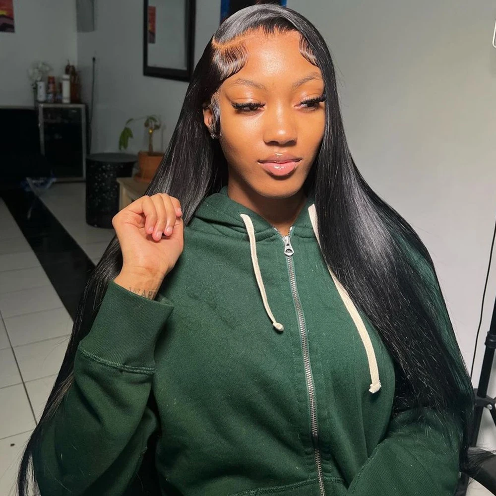 

Натуральные черные прямые парики из натуральных волос на кружеве 13x4 13x6 HD Прозрачные парики из натуральных волос на кружеве для женщин Плотность 200%