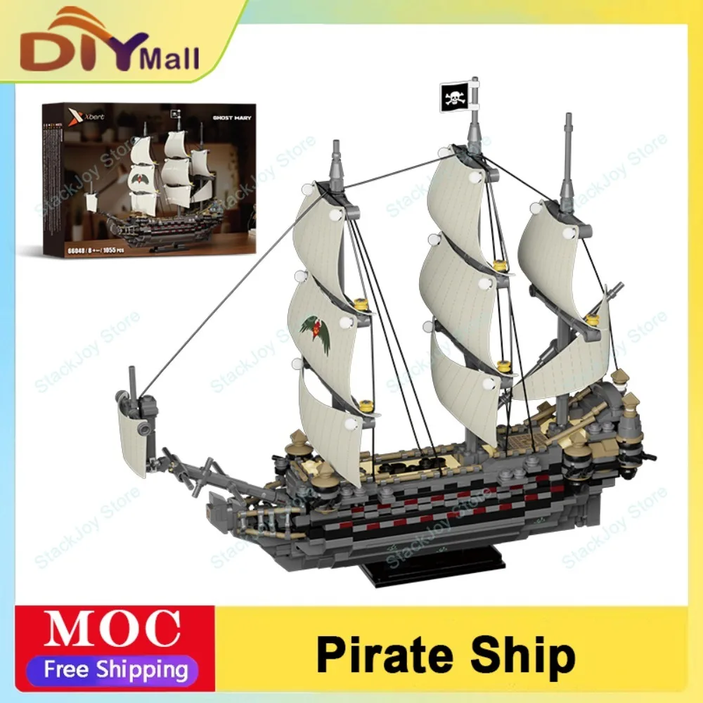 

MOC 1055 шт. GHost Mary Ship, набор строительных блоков, 3D модель фильма, сборка корабля, кирпичная игрушка, рождественское коллекционное издание, подарки