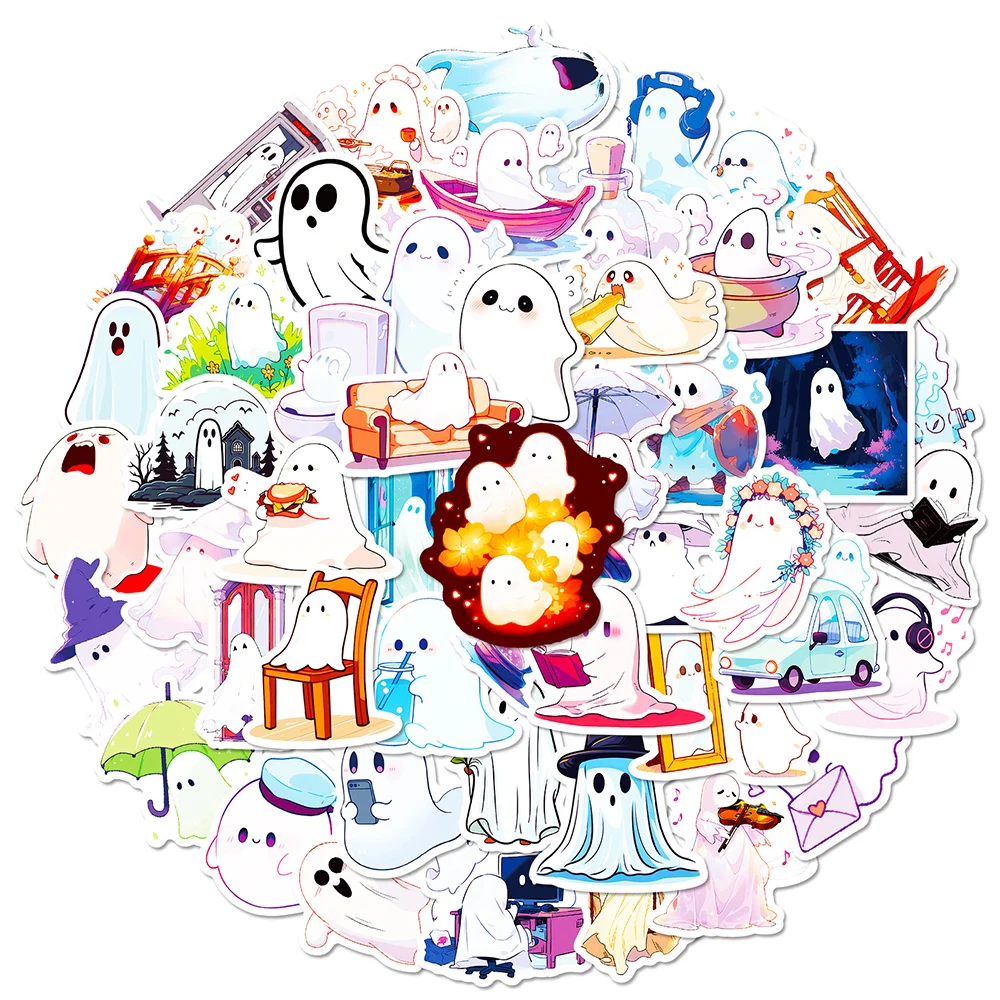 

10/30/50pcs Cartoon Ghost Decoration Stickers Halloween Graffiti Sticker Scrapbooking Skateboard Bike Luggage Funny Toys Decals