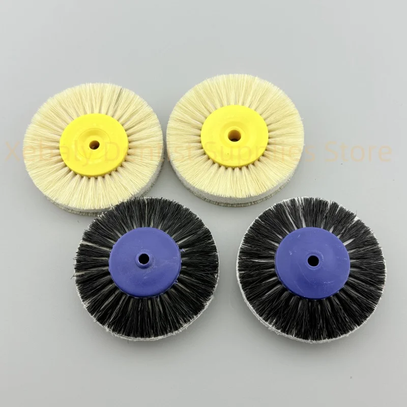10Pcs Dental Grinding and Polishing Brushes Black White Bristle 80mm Diameter Polish Brush Laboratory Materials Dentist Tools