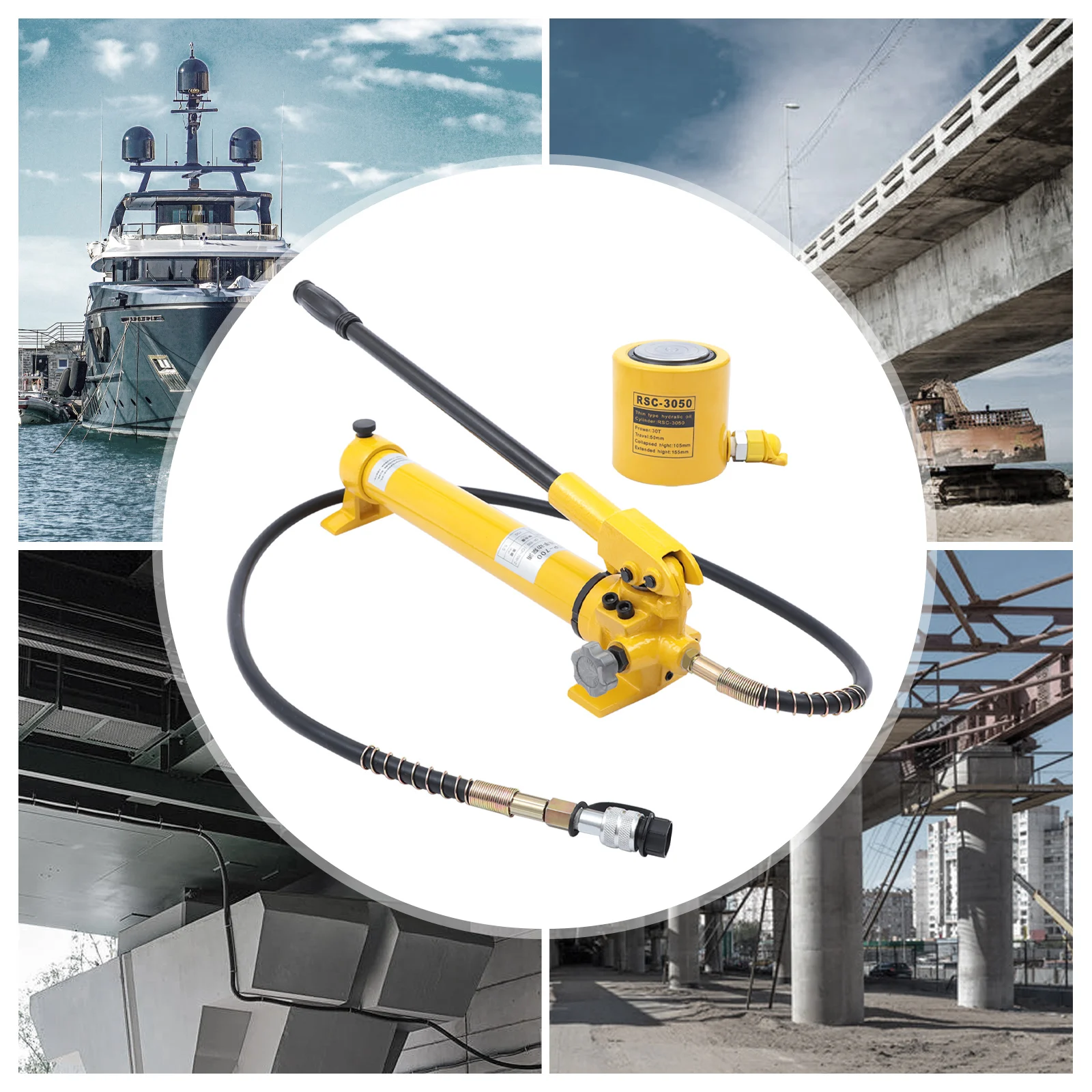 30T Hydraulic Jack Power Ram Kit  CP-700 Manual Hydraulic Hand Pump Multi Section Jack, 2'' Stroke Mini Hydraulic Cylinder