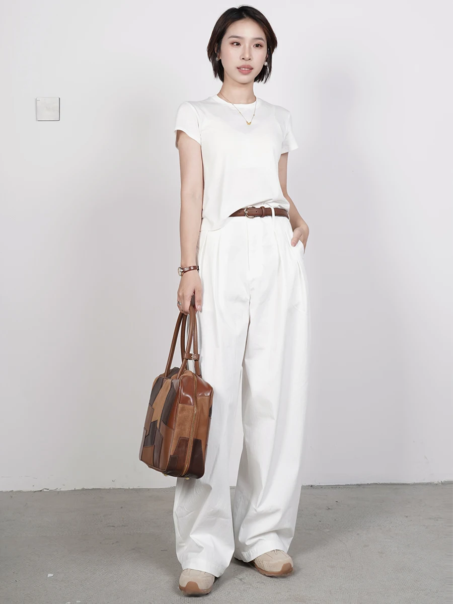 

Spring Loose Wide Leg Pants l Cotton Feel Non-Lightweight Korean Sle Casual Jeans Long Pants Breathable Comfortable