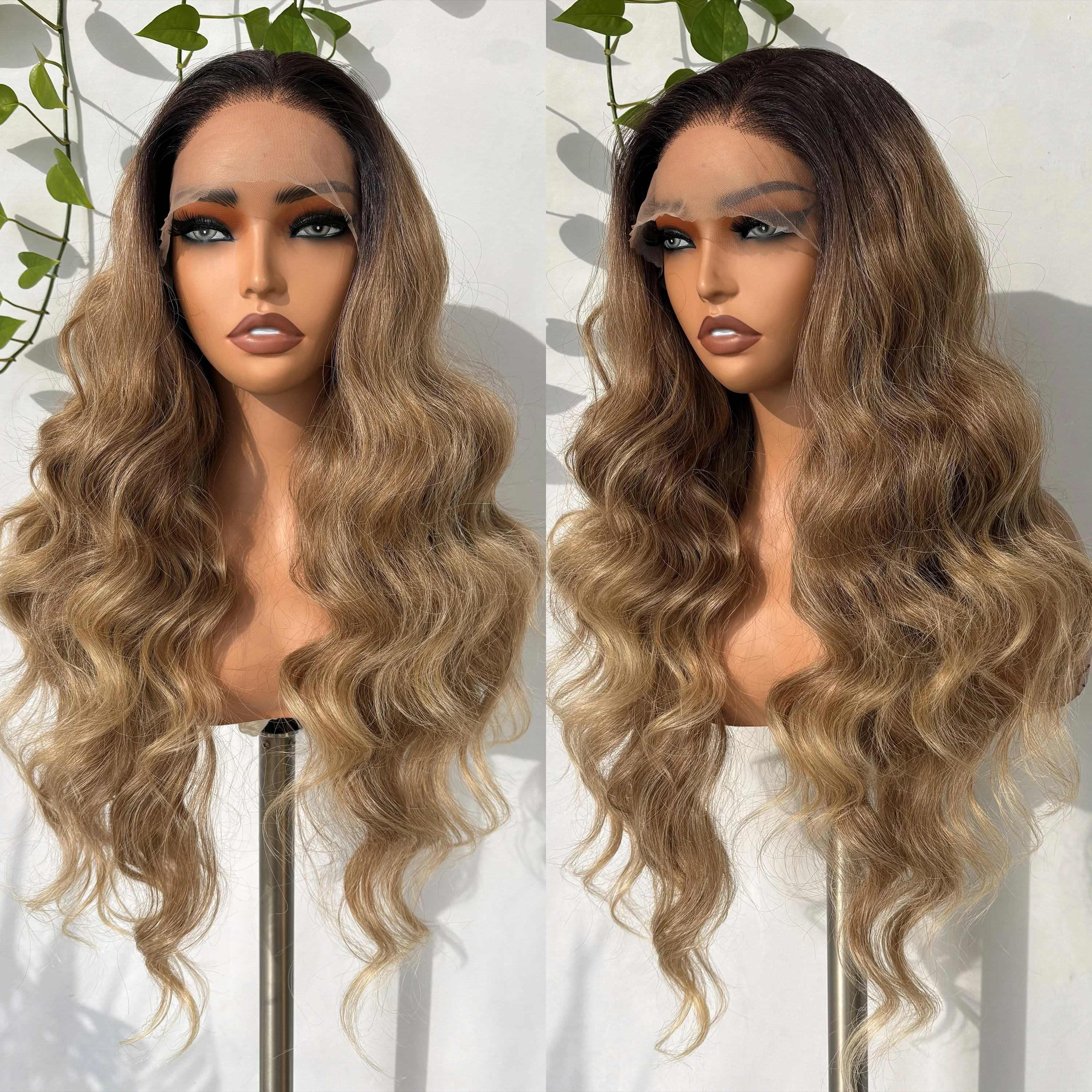 

X-TRESS Синтетический длинный волнистый парик спереди, предварительно выщипанный, 28 дюймов для женщин, 6X13, свободная часть, кружевные фронтальные волосы, парики, модные повседневные волосы