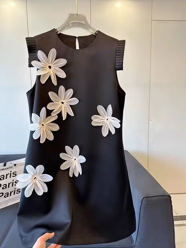 

Женское платье-жилет больших размеров (до 136 кг), без рукавов, в корейском стиле, для повседневной носки, свободного кроя, средней длины, А-силуэт, летнее платье