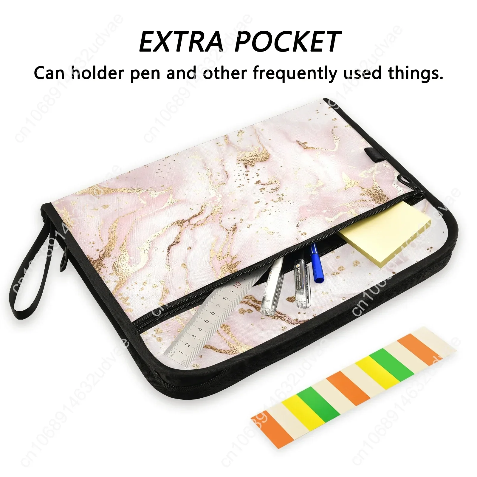 A4 Multifunction Marble Print Expanding File Folder Accordion School Desk Organizer Document Holder Letter Stationery Portable