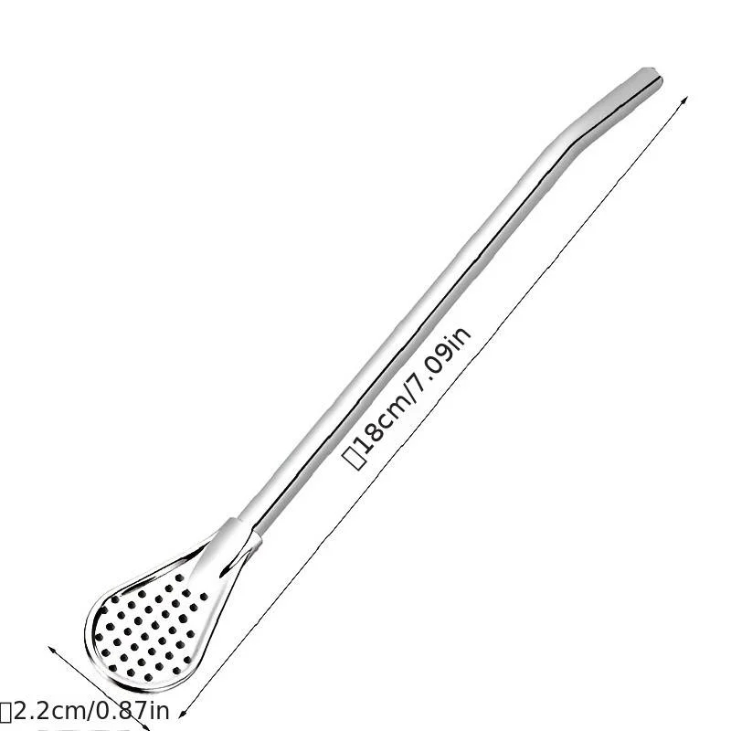 Stainless Steel Straw Spoon And Cleaning Brush, Drinking Spoon Straws With Filter, Metal Stirrer For Coffee Loose Tea Cocktail