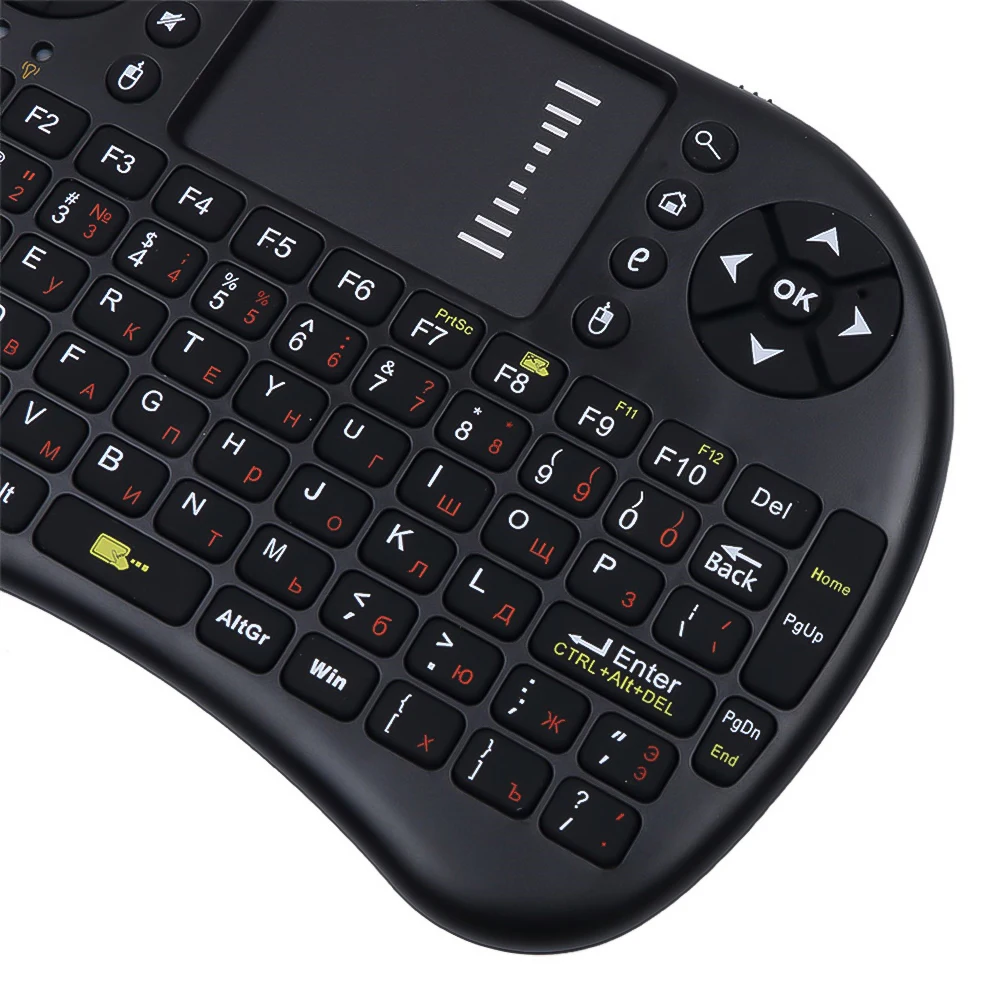 Mini Teclado Sem Fio com Touchpad, i8, 3 Cores Retroiluminadas, 2.4GHz, Inglês, Russo, Air Mouse, Controle Remoto para PC, Laptop