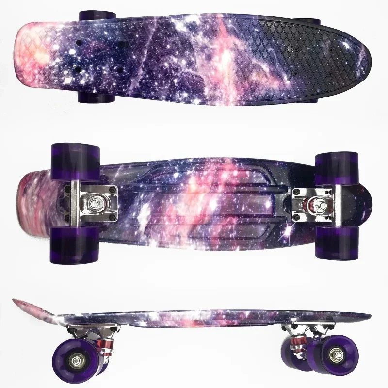 Cross border single warped plastic fish board deck 22-inch four-wheel skateboard Star skateboard