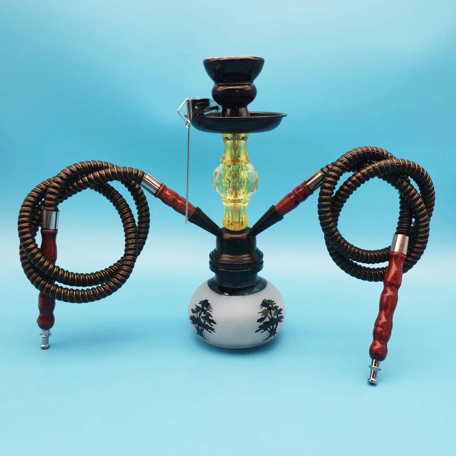 Arabic Hookah Set Small Size Double Tube Hookah Glass Bottle Ceramic Bowl Hose Hookah Club Ktvhookah Accessories Birthday Gift