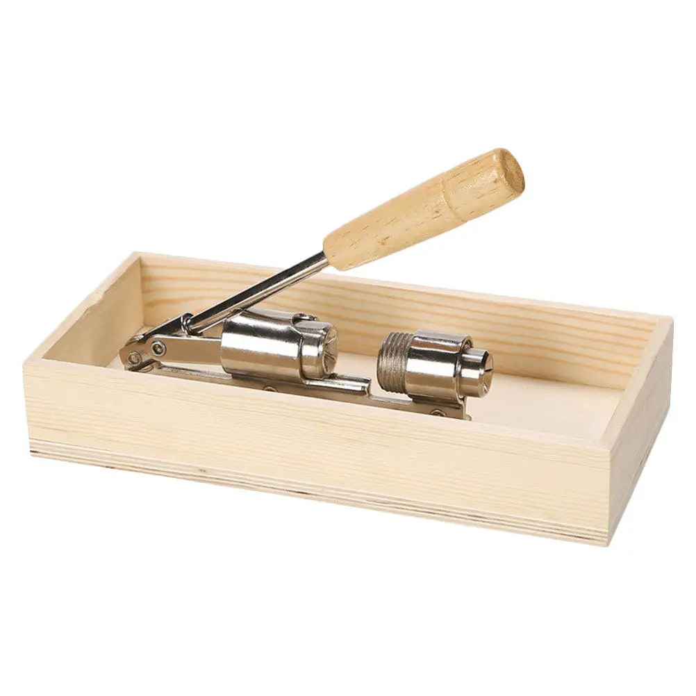 1Pcs Walnut Opener Lever Principle Heavy Duty Nut Cracker with Rectangular Splash Proof Storage Box Thick Wood 4.5cm Baffle
