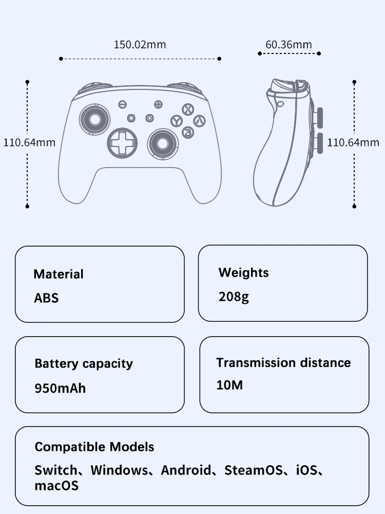 FUNLAB White Luminous Pattern pro controller Compatible Nintendo Switch 1/2 OLED/Lite/NFC/Turbo Wireless Remote Gamepad With RGB