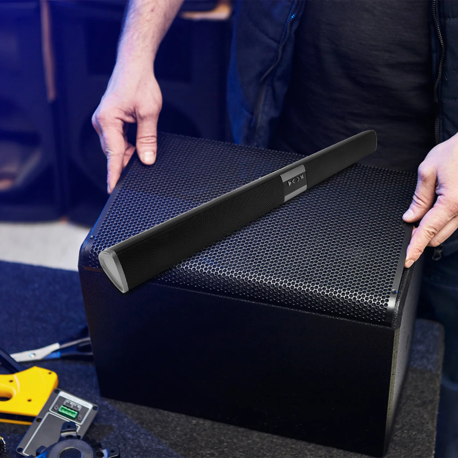 

1Set Wireless 5.0 Speaker Portable Loudspeaker Box Card-Pluggable Black Compact Lightweight Stereo Soundbar for Home