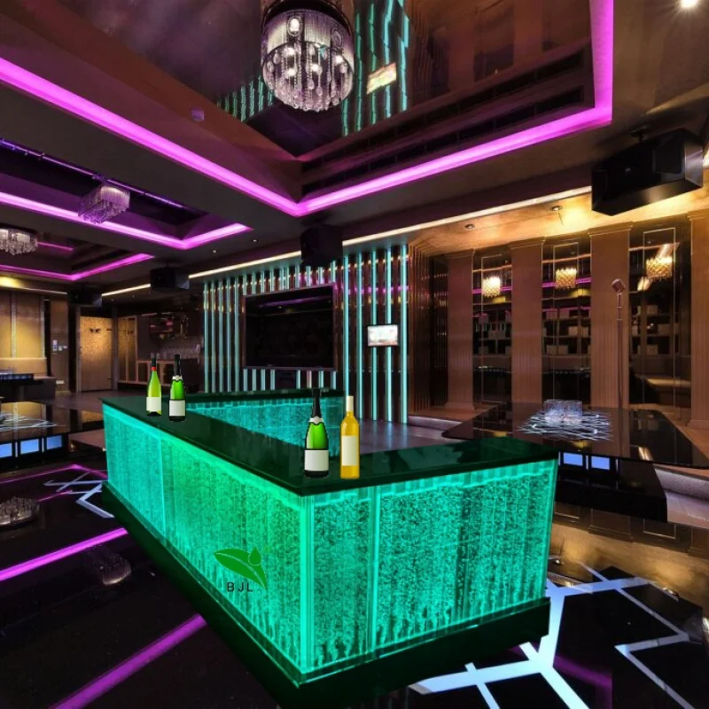 Custom. hotel restaurant club bar furniture led glowing dancing fountain wall bar service table reception counter