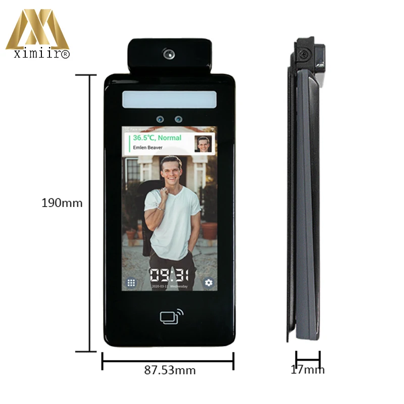 يدعم قياس درجة الحرارة بالذكاء الاصطناعي متعدد اللغات، تطبيق التعرف على بطاقة RFID للوجه البيومترية ونظام سحابي للتحكم في الوصول