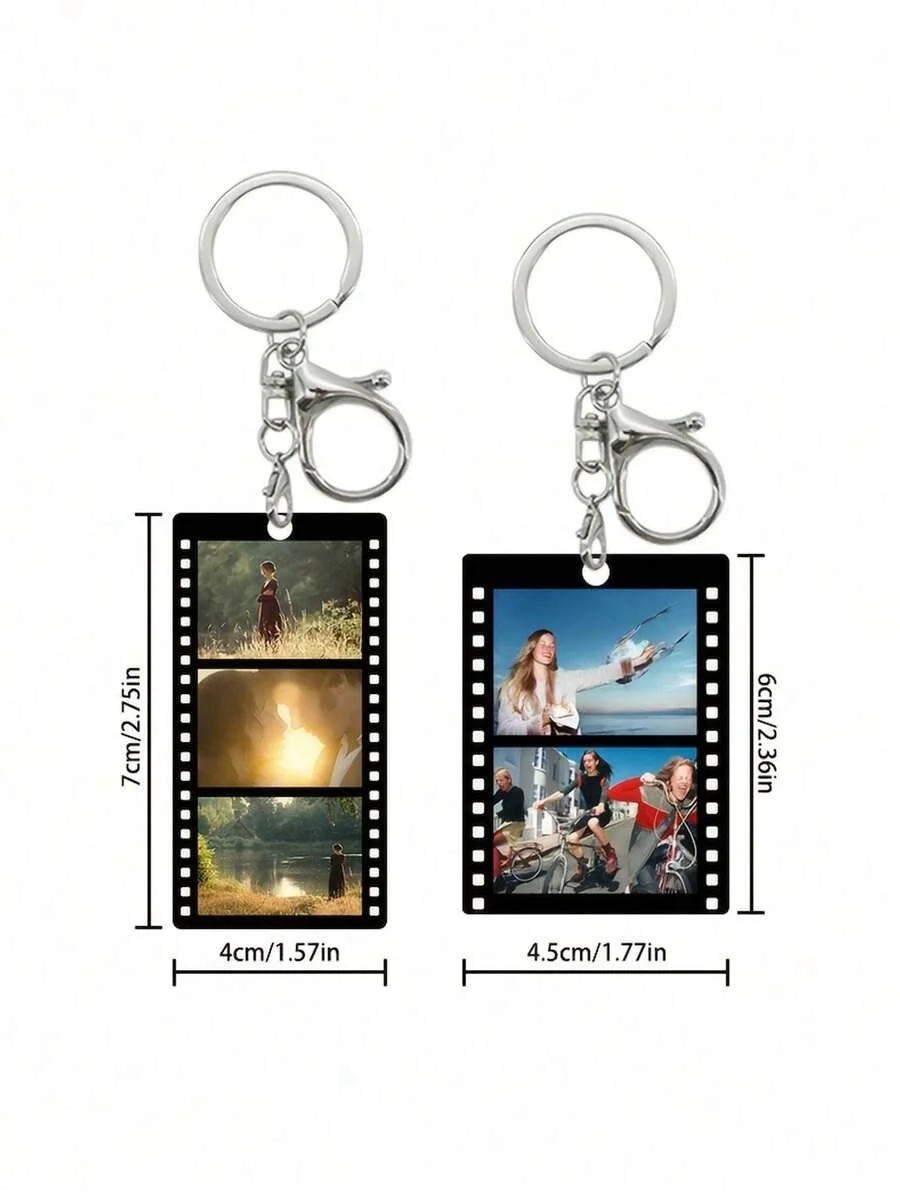 1PC Customized Movie Reel Acrylic Keychain Personalized with Photos Fun Text Gift for Friends Teachers Classmates Lovers