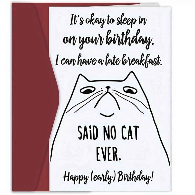 1 funny birthday card with cute cat pattern. Creative greeting card is a perfect gift for family, colleagues and friends.