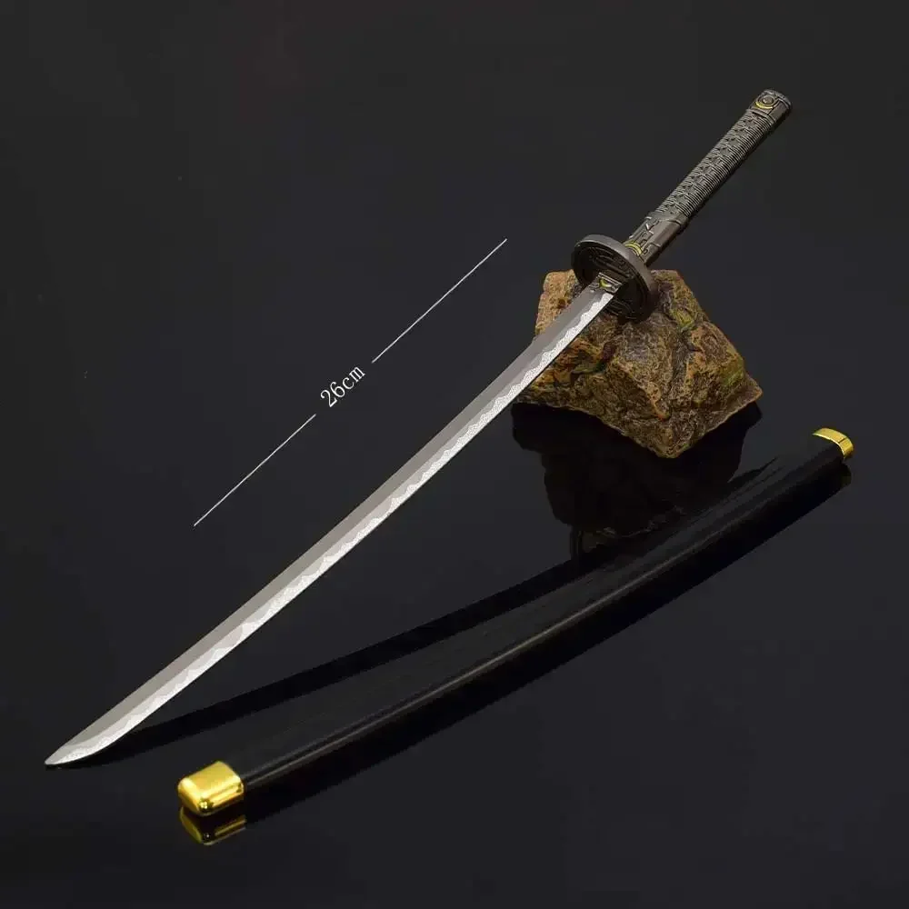 Épées de givre d'automne pour garçons, Katana en acier véritable, modèle en métal, arme de samouraï non coupée, ornements à collectionner, jeu de fantômes, jouet de périphérie, 26cm