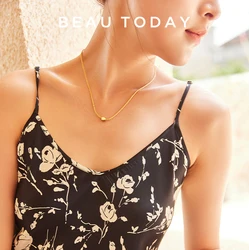 BEAUTODAY Concise Necklaces Women 18K Gold Plated Silver Simple Chain Ladies Accessories Gifts Handmade 93037