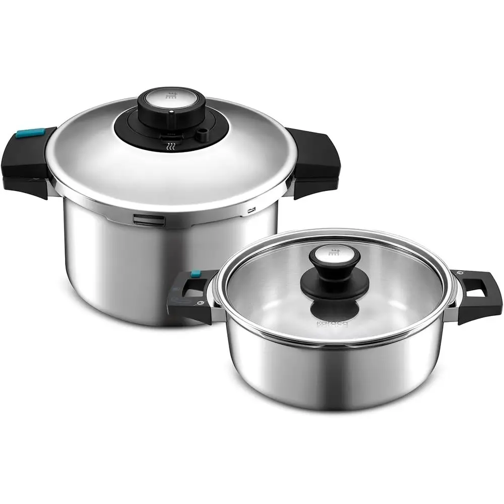 

2-Piece Stainless Steel Pressure Cooker Set, 4L and 6L, Multi-Function Induction Cooker Pots, Dishwasher Safe, Suitable for All