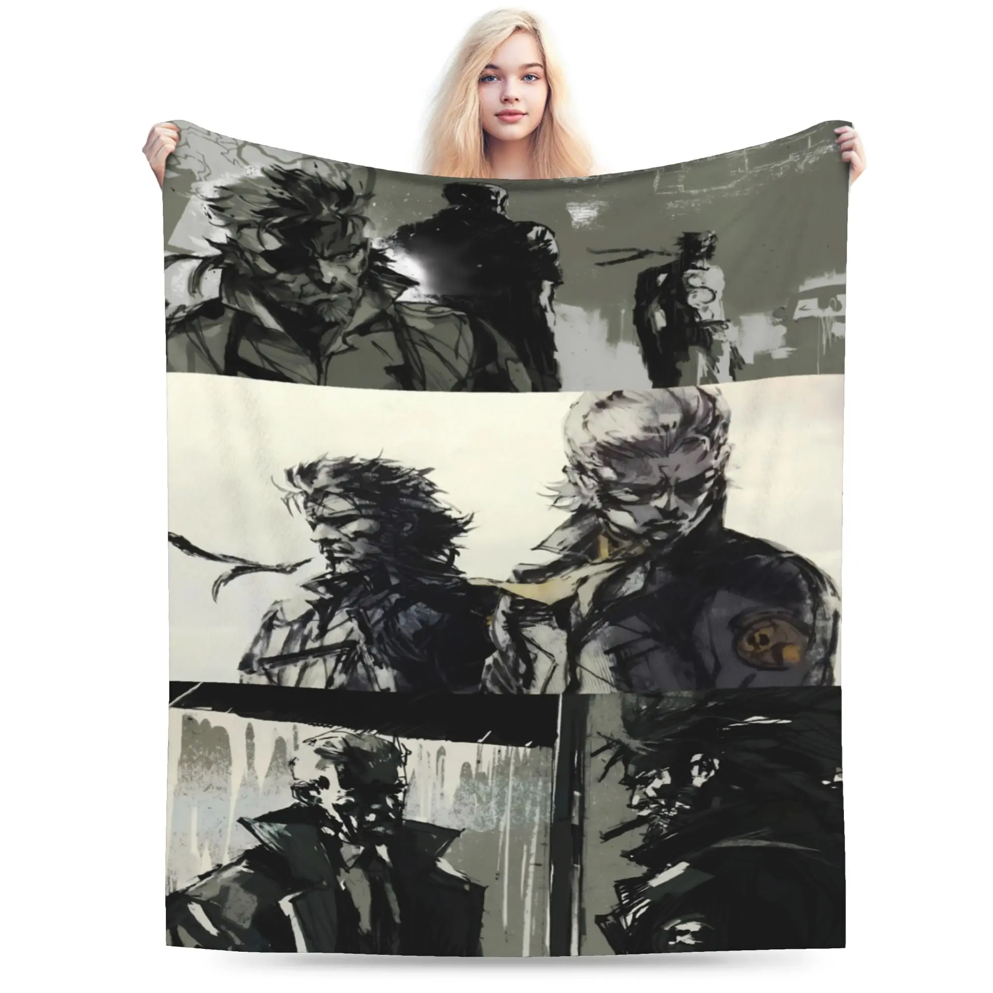 Metal Gear Solid Game Plush Blanket Kids Adult  Flannel Throw Blanket For Living Room Super Soft Custom Quality Bedspread Gift
