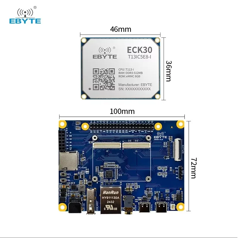 Ebyte ODM ECK30 Series Dual-core ARM Embedded Linux 1.2GHz T113-i High Cost Performance Industrial-grade Embedded Core Board