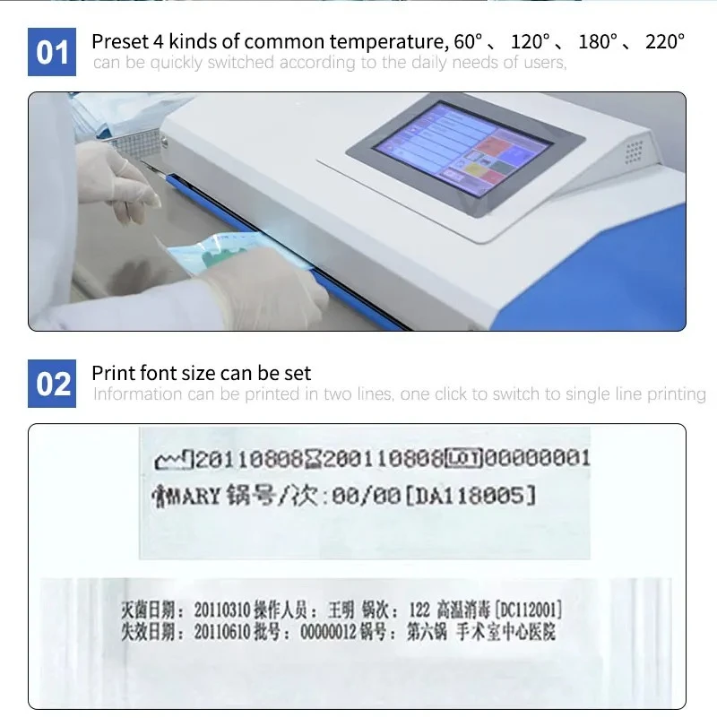 Full Automatic Dental Sealing Machine with Printer, Medical Sterilization Pouch Packaging Machine for Paper Plastic Roll Bags