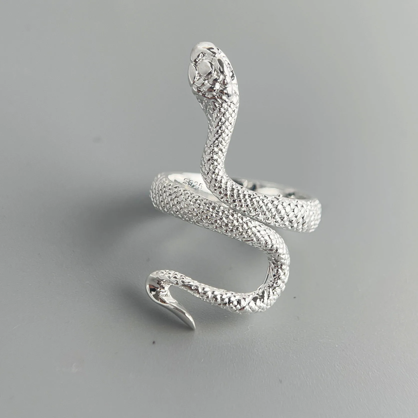 BF CLUB 925 فضة سلسلة الدائري للنساء مجوهرات فنجر مفتوح اليدوية بين الأفعى خواتم الحساسية ل هدية عيد ميلاد #2