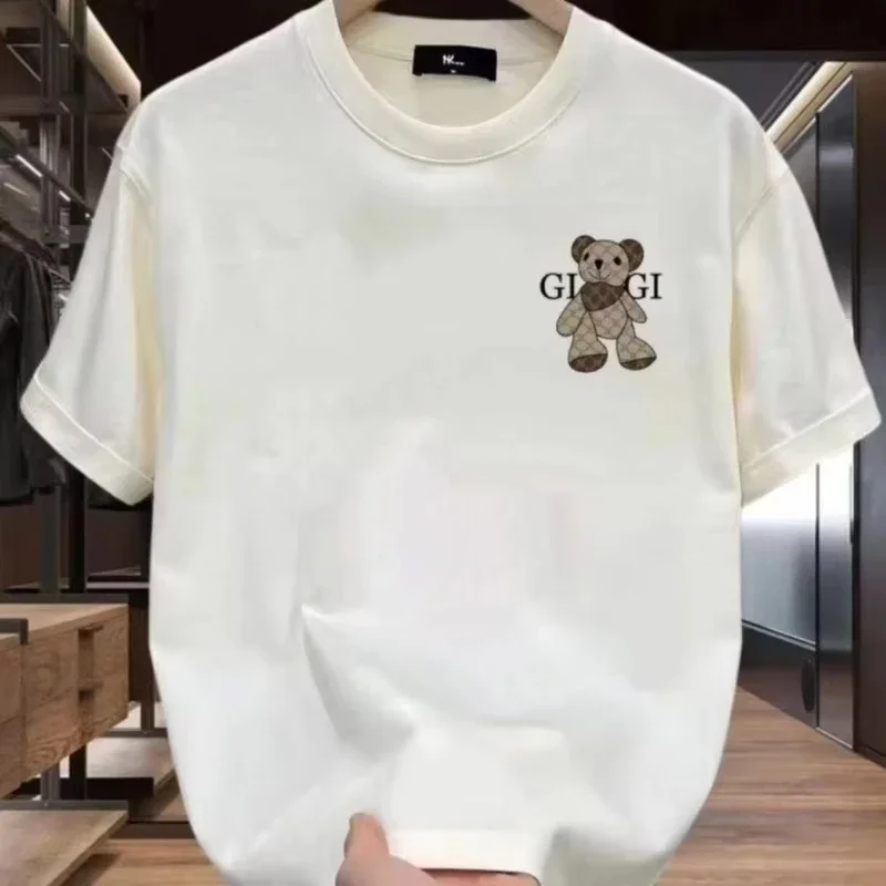 

Летняя новая последняя модная брендовая футболка из чистого хлопка с принтом медведя для мужчин и женщин, уличная одежда, свободный и дышащий стиль Y2K